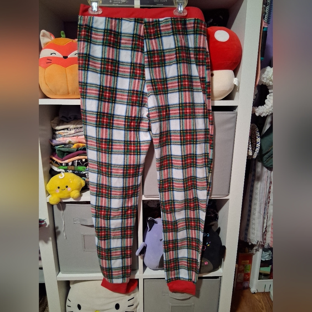 Women’s Plaid Fleece Pajama Pants - Red & Green